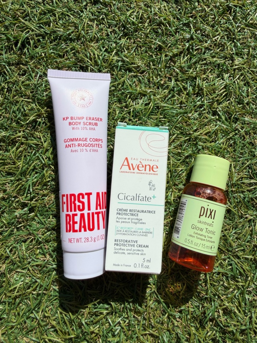 Bundle: FAB KP Bump Eraser Body Scrub, Pixi toner, Avene cream